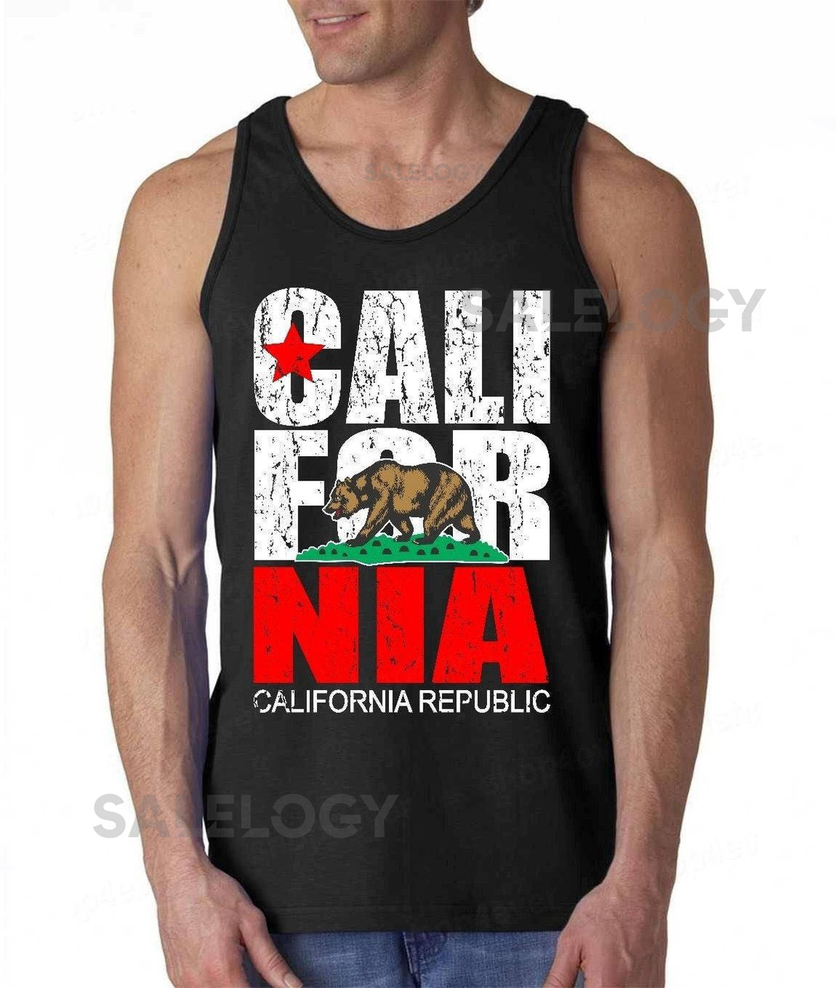 California Bear Republic Men Sleeveless Tank Top Pullover Fashionable Tee Casual Men Tank Top Cool Print Sarcasm Tank Top Gift for him_178