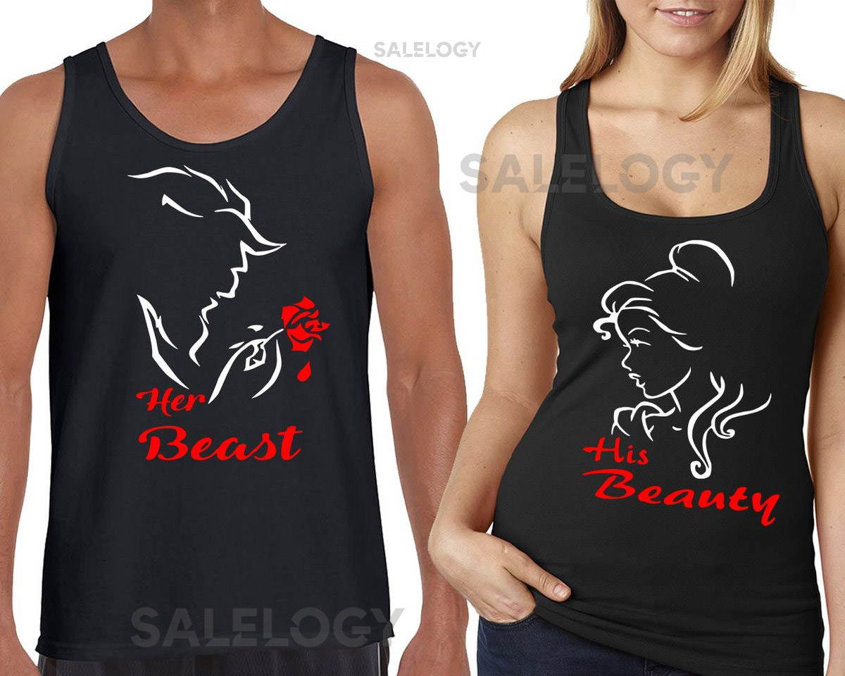 Beast Beauty Tank Top Couple Valentines Day Beauty Couple Tank Top Cotton Tank Top Matching Tank Top Anniversary Gift Birthday Gift_72