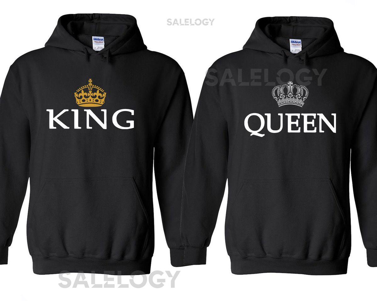 King Queen Classic Couple HOODIE Matching Couple Hooded King Queen Couple Sweatshirt_74