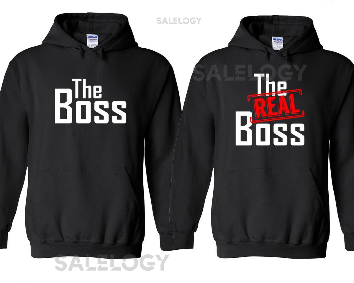 The Real Boss Couple Long Sleeves Sweatshirt Unisex Couple Matching Hoodie Soft Comfortable Fashionable Tee Funny Custom Tees_121