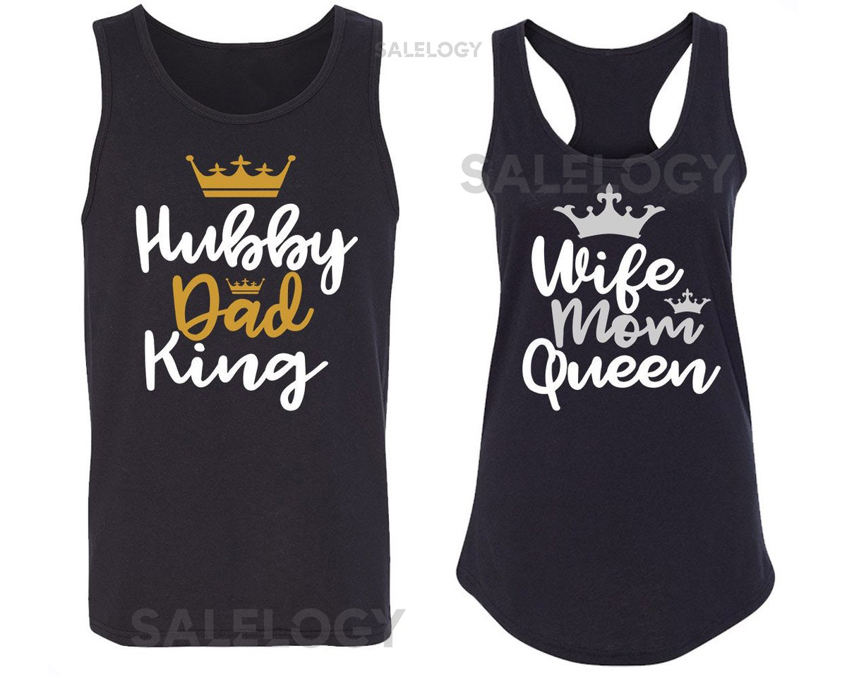 Hubby Dad King Wife Mom Queen Tank Top Unisex Couple Matching Sleeves Tank Top Broken Heart Love Couple Tank Top Soft Comfortable_484
