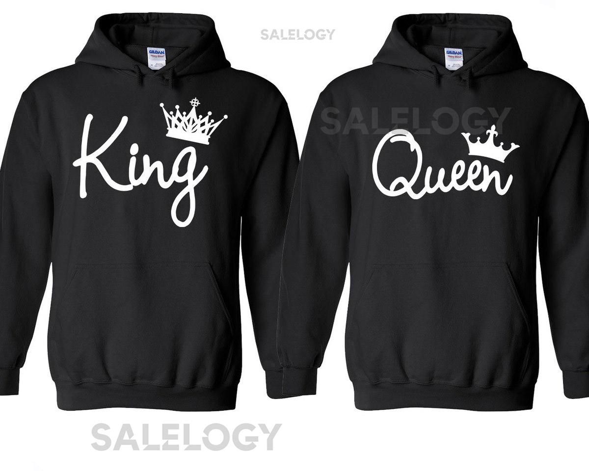 King Queen White Fashion Style Couple Matching HOODIE Broken Heart Love Couple Sweatshirt Hooded_77