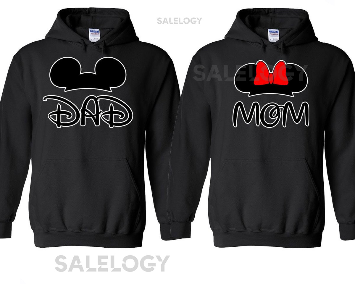 Dad Mom Cartoon Mouse Ears Couple Matching HOODIE Broken Heart Love Couple Sweatshirt Hooded_32