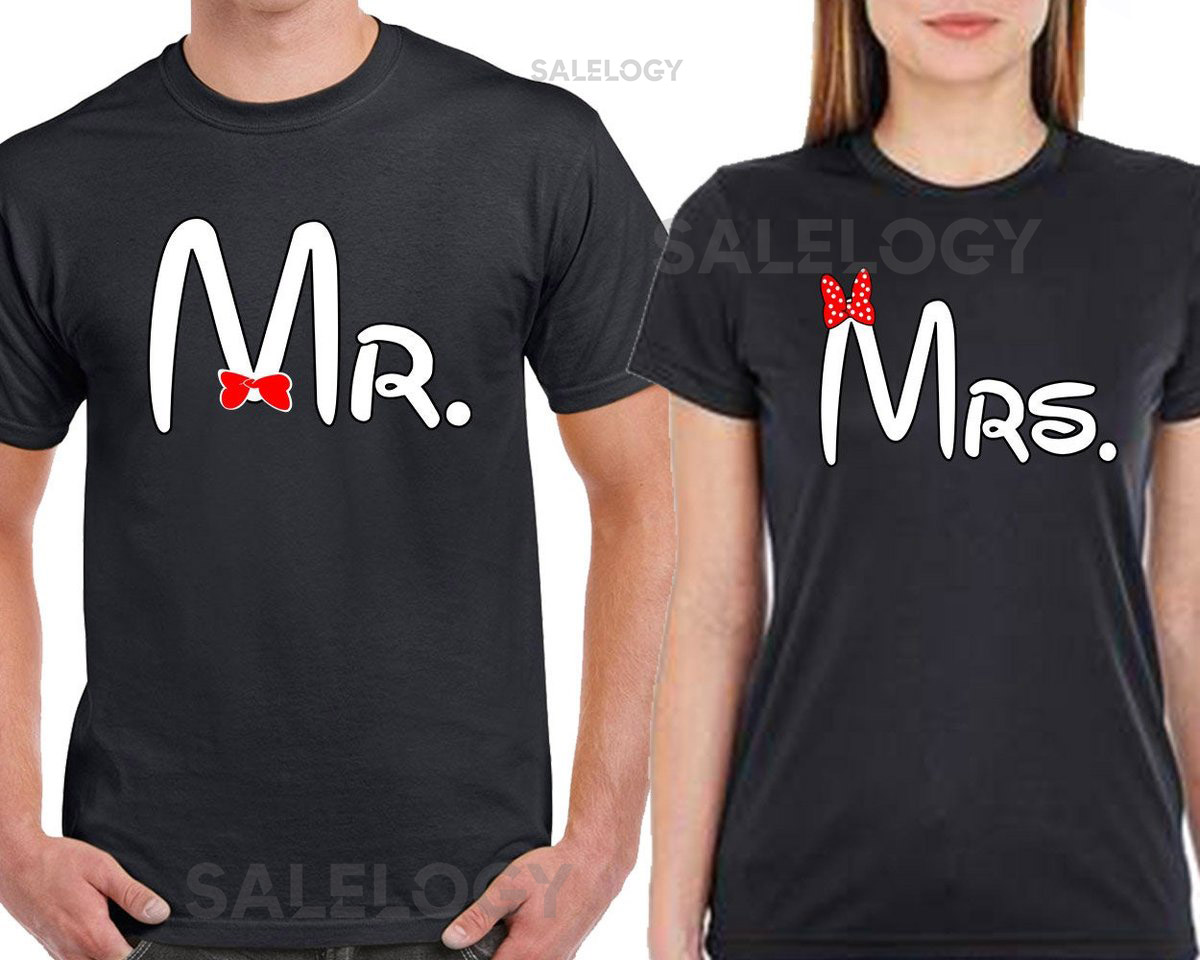 Mr and Mrs OLD Cartoon Couple Matching TSHIRT Broken Heart Love Couple Tee Shirt_718