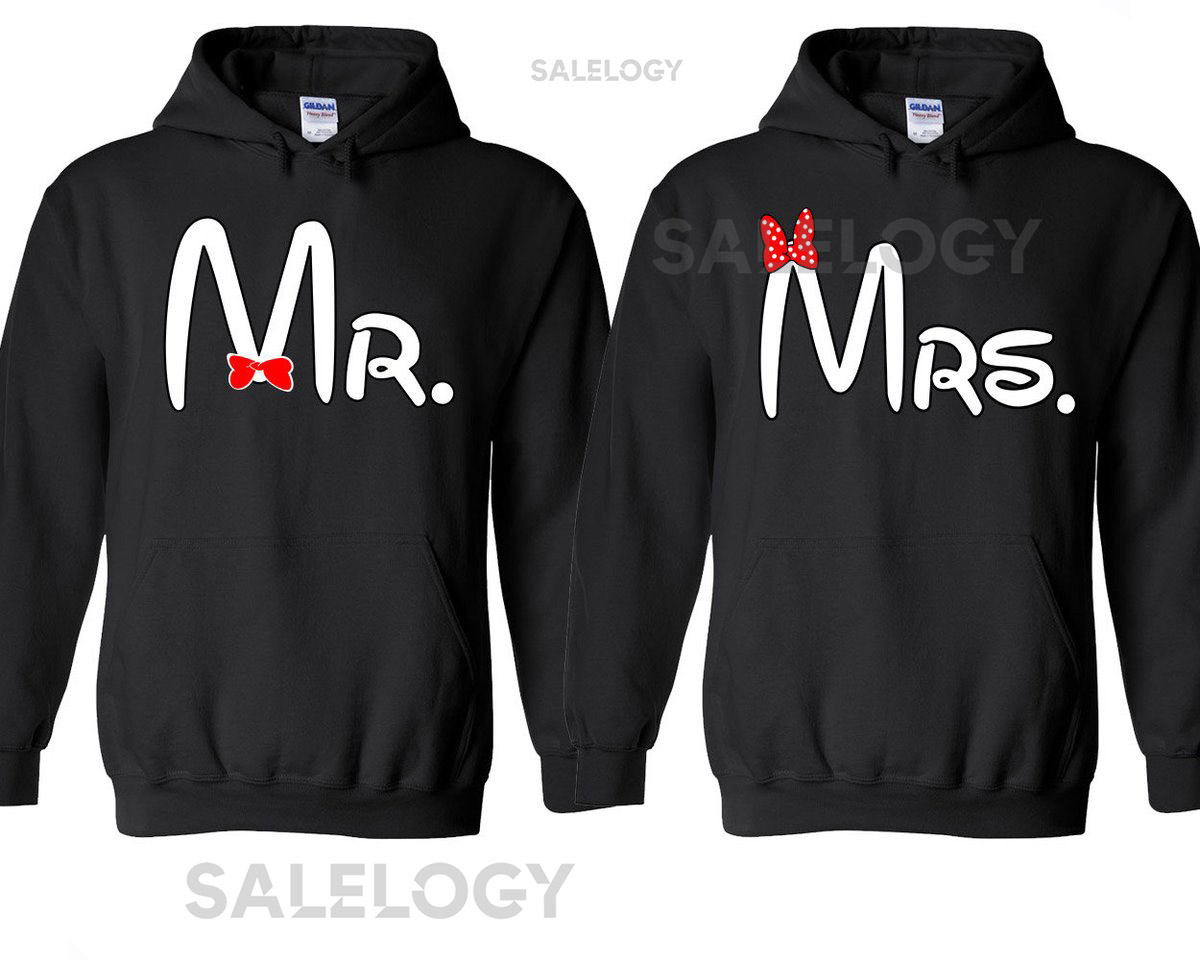 Mr and Mrs OLD Cartoon Couple Matching HOODIE Broken Heart Love Couple Sweatshirt Hooded_100