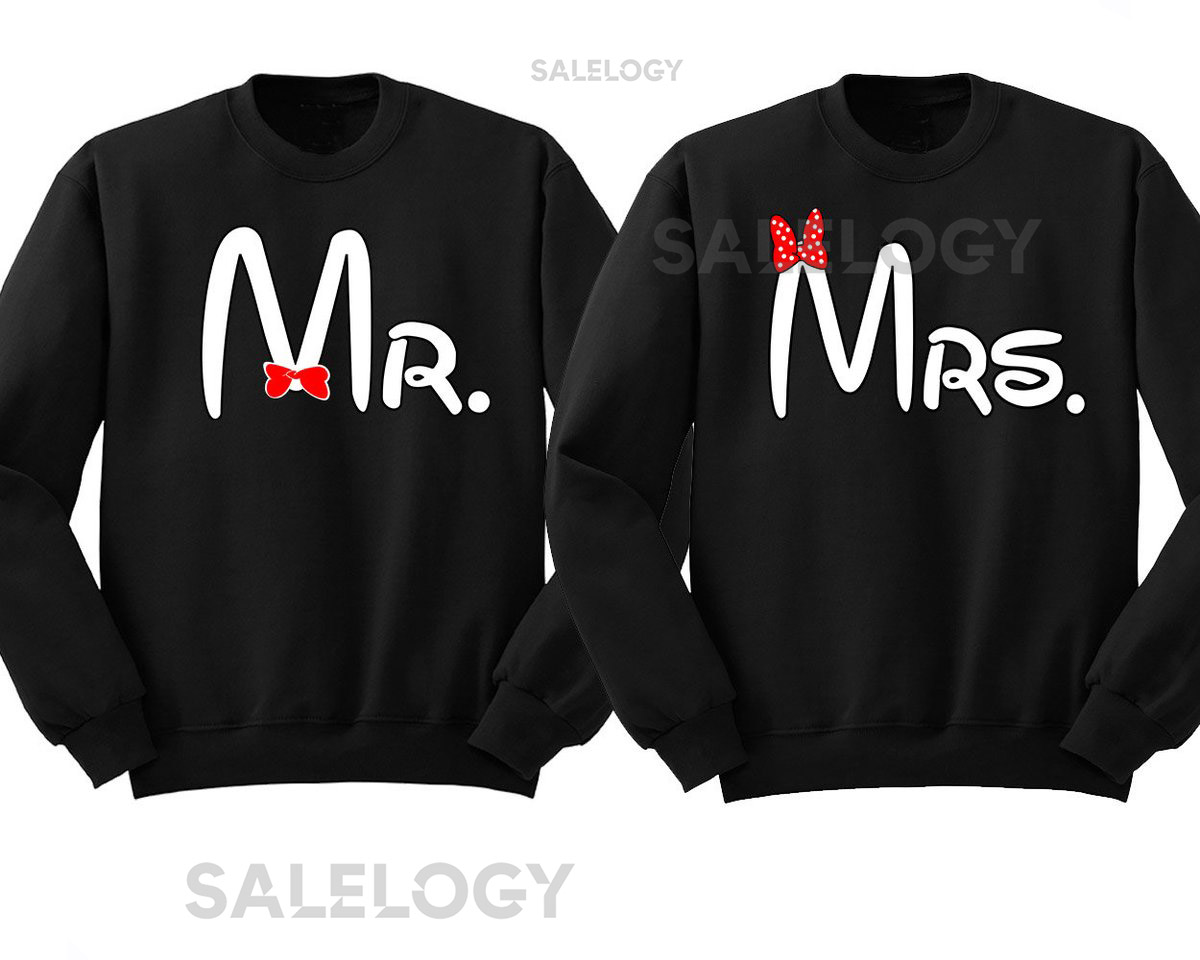 Mr and Mrs OLD Cartoon CREWNECK Broken Heart Love Couple Sweatshirt Sweater_101