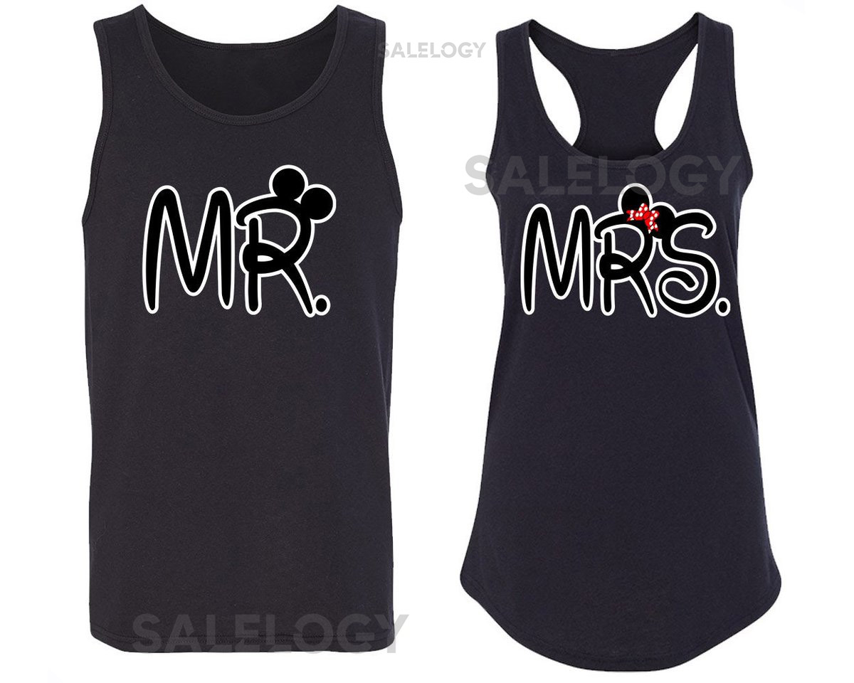Mr and Mrs NEW Cartoon Matching TANK Top Broken Heart Love Couple Tee Shirt_717