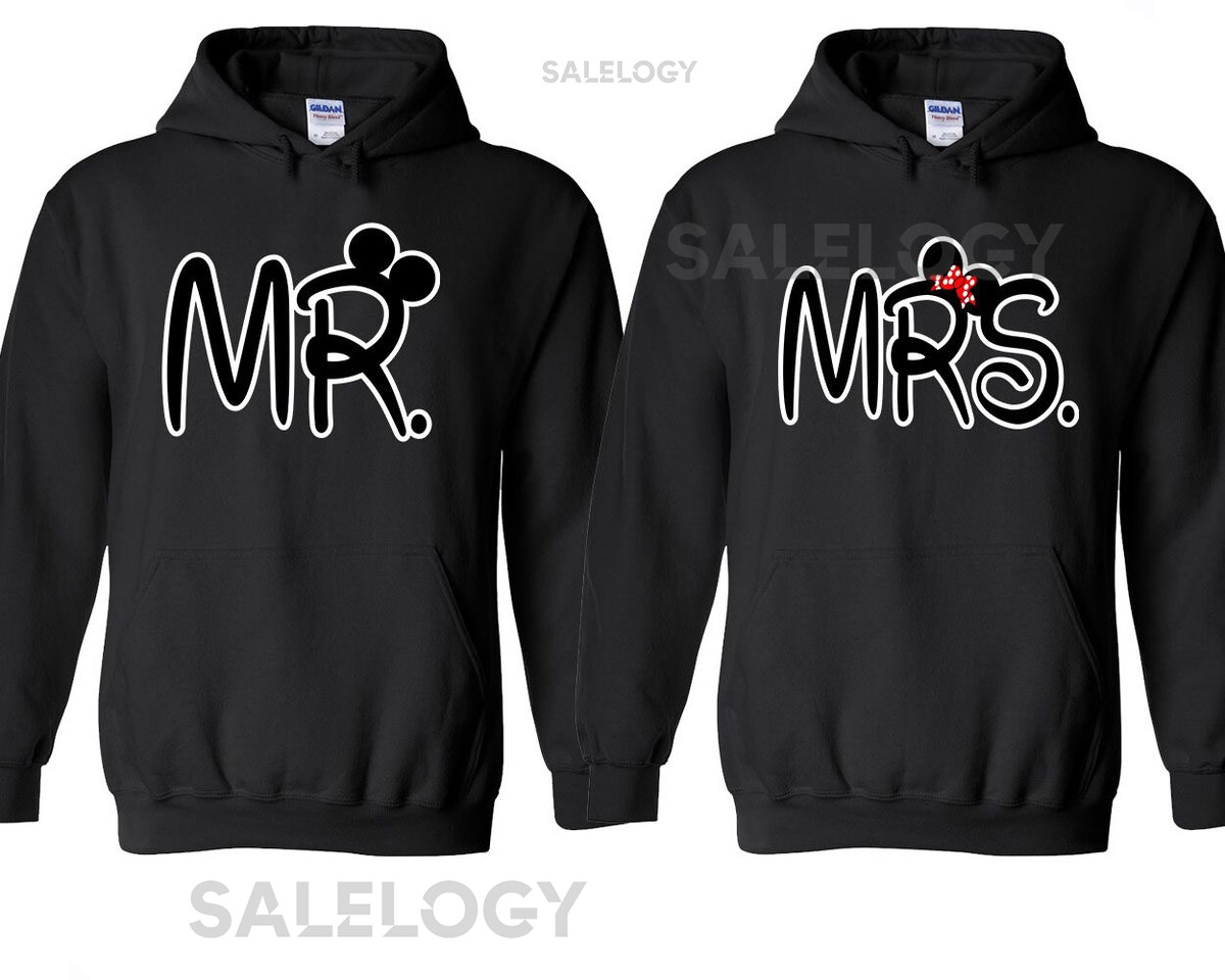Mr and Mrs NEW Cartoon Couple Matching HOODIE Broken Heart Love Couple Sweatshirt Hooded_98
