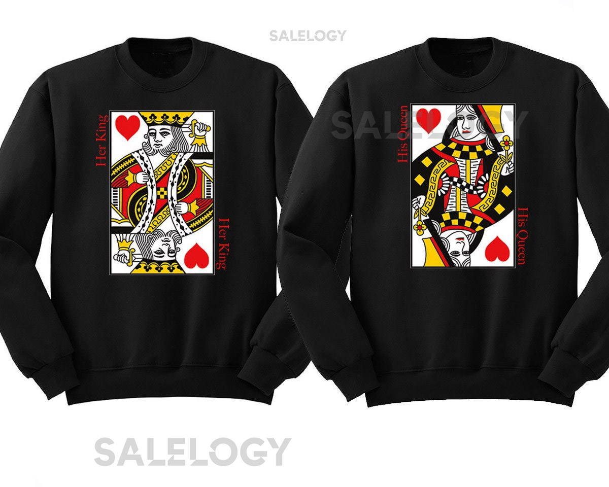 Poker King Queen CREWNECK Broken Heart Love Couple Sweatshirt Sweater_107