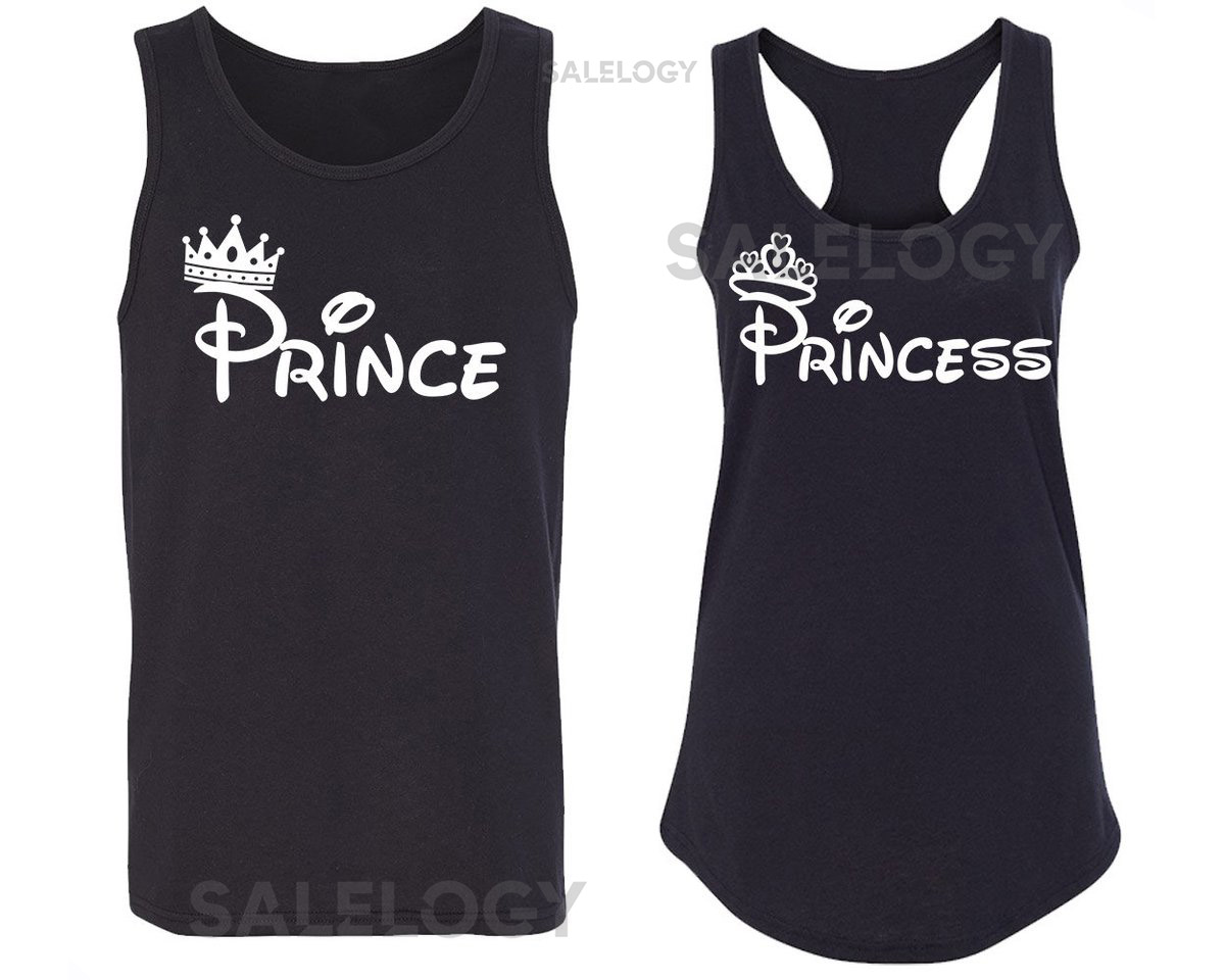Prince Princess White Fashion Style Matching TANK Top Broken Heart Love Couple Tee Shirt_828
