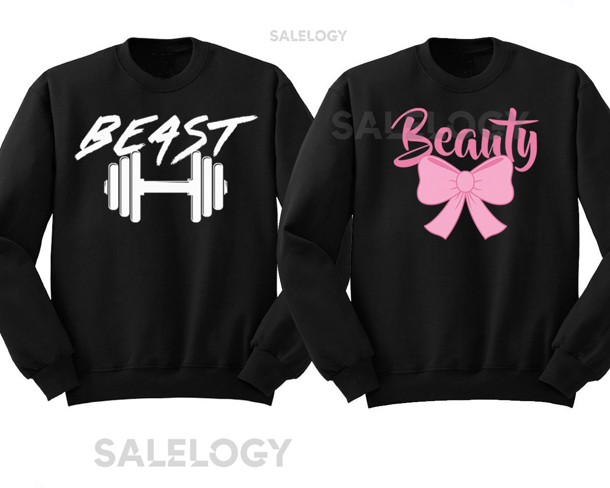 TWS Beast Beauty Couple Matching CREWNECK His Hers Couple Valentines Day Love Couple Sweater Sweatshirt_134