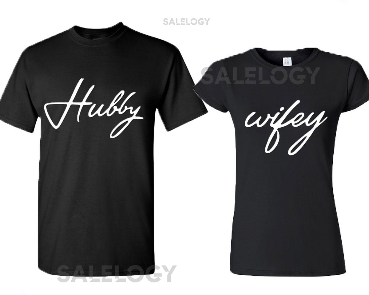 Hubby Wifey Unisex Couple Matching T-shirt Valentines Day Wedding Shirt Couple Bachelor Party Loves Couples Cotton Tee Matching shirt_490