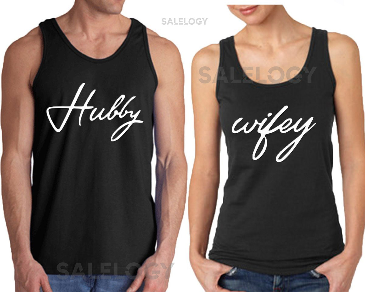 Hubby Wifey Tank Top Unisex Tank Top Couple Tank Top Matching Couples Valentines Wedding Couple Bachelor Party Loves Couples Tank Top_489