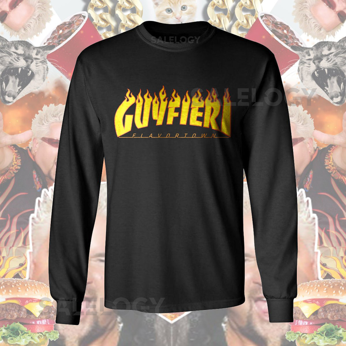 Guy Fieri quotSkaterquot Flavortown Long Sleeve T-Shirt Black Navy White Grey_183