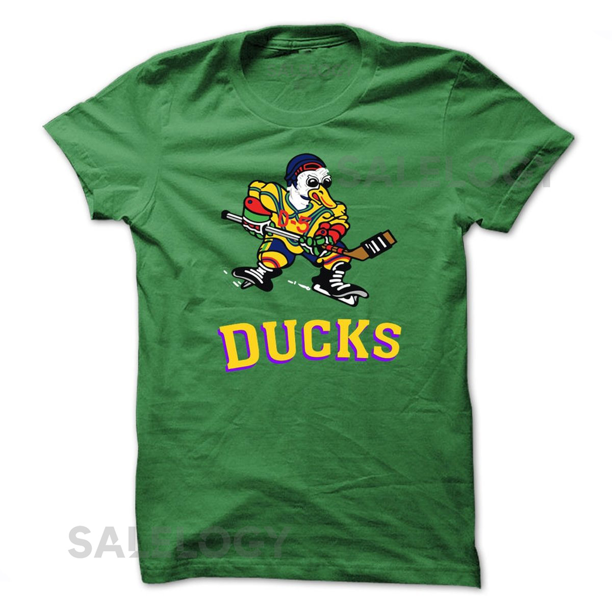 Mighty Ducks Jersey T Shirt Design   Green T shirt with Gold Print_294