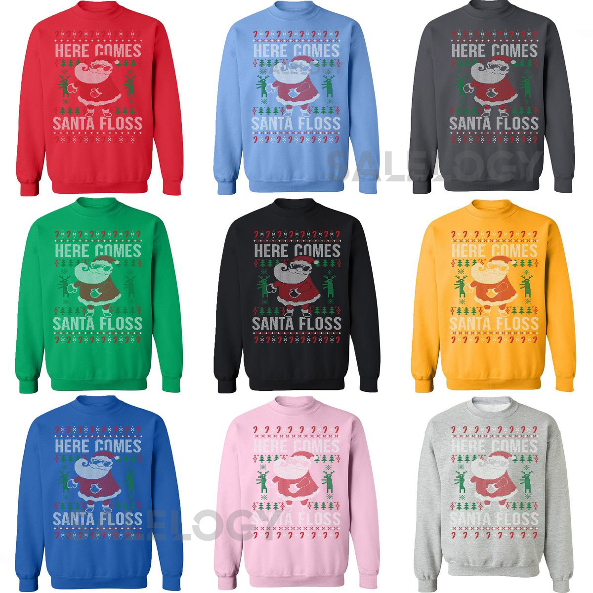 Here Comes Santa Floss Ugly Christmas Sweater Christmas Sweatshirt Funny Xmas Sweater Sweatshirt CREWNECK_51