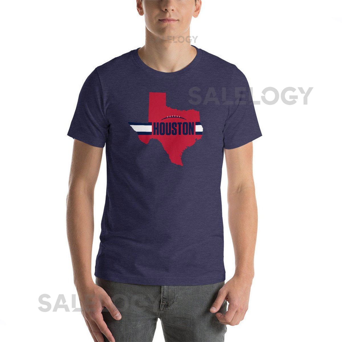 Houston Football Texas Outline Short-Sleeve Unisex T-Shirt Red_262