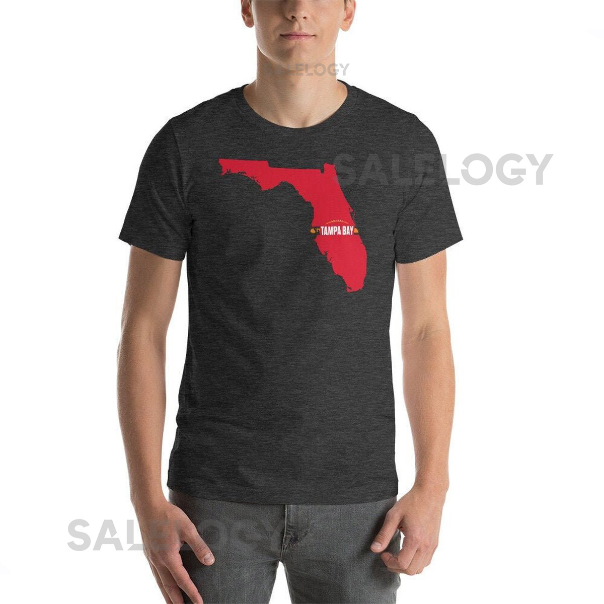 Tampa Bay Football Florida Outline Short-Sleeve Unisex T-Shirt Red Design_178