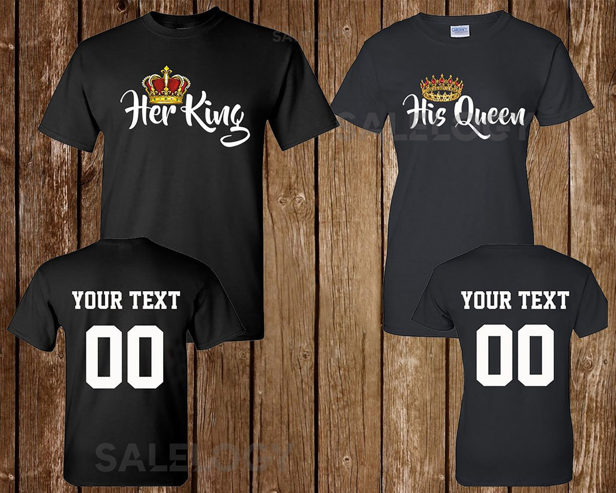 Her King His Queen WILD Couple Matching T-SHIRTS Together Since Back Side Number Date Couple T-Shirts For Him and Her_469