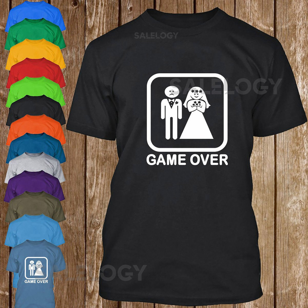 Game Over Adult Short Sleeve T-shirt Multi-Color T-shirt Game Over Wedding T-shirt Gift for Him Her Cotton T-shirt Funny Party T-Shirt_351