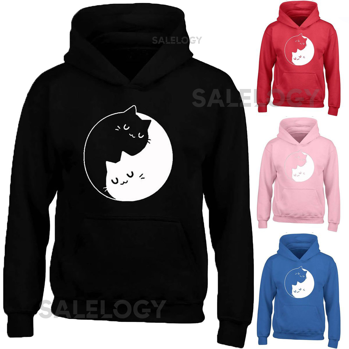Yin Yang Cats Unisex Couple Matching Hoodie Multi Colors Sweatshirt Birthday Gift Pull-over Hoodie Valentine's Day Anniversary Gift_151