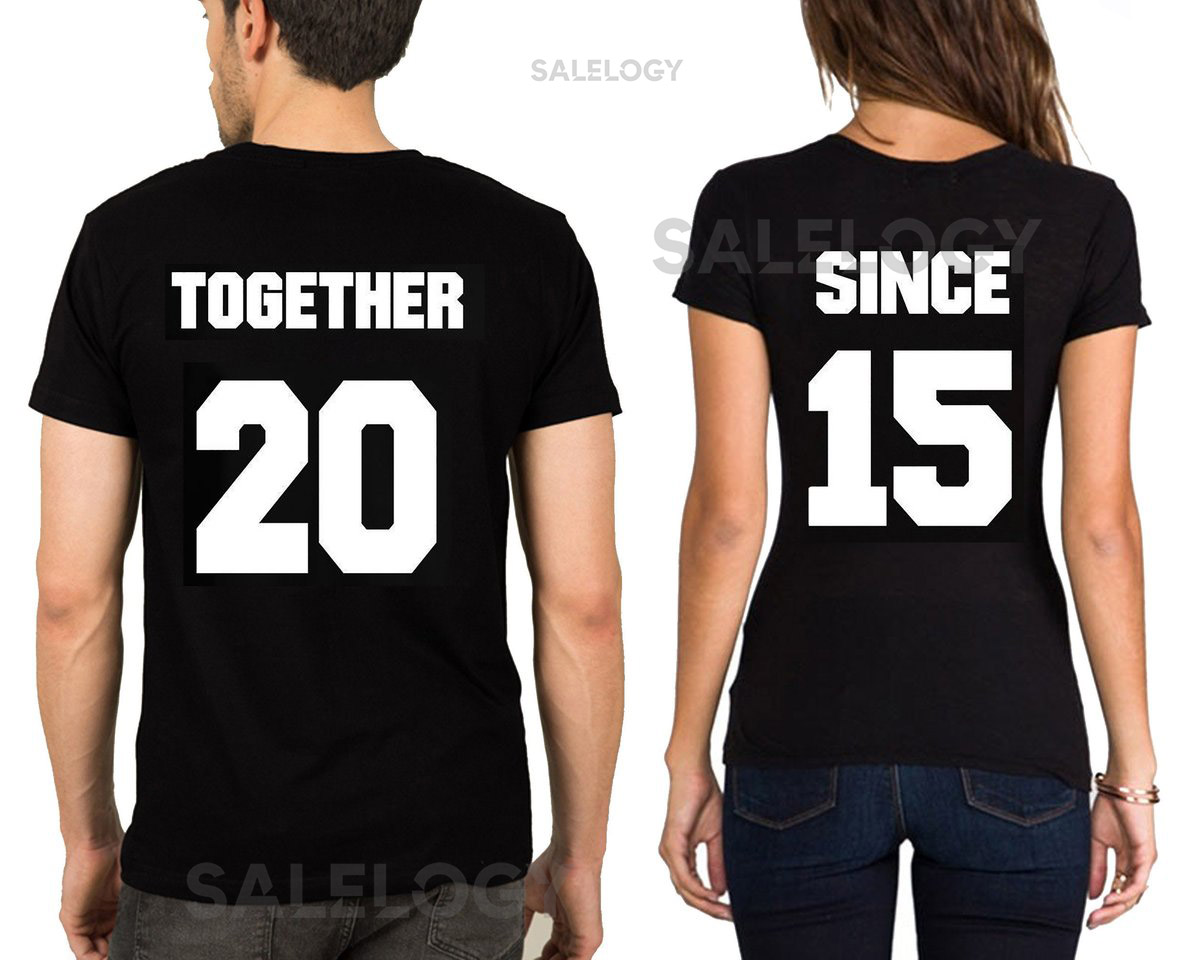 Back Side Together Since Couple Matching Matching T-shirt Comfortable Wear Soft Fabric Add Your Number Marriage Date Fashion Style_65
