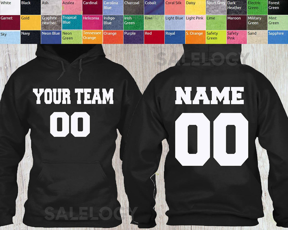 Personalize Team Number HOODIE UNISEX Name Number Text Custom Sweatshirt Hoodie_105