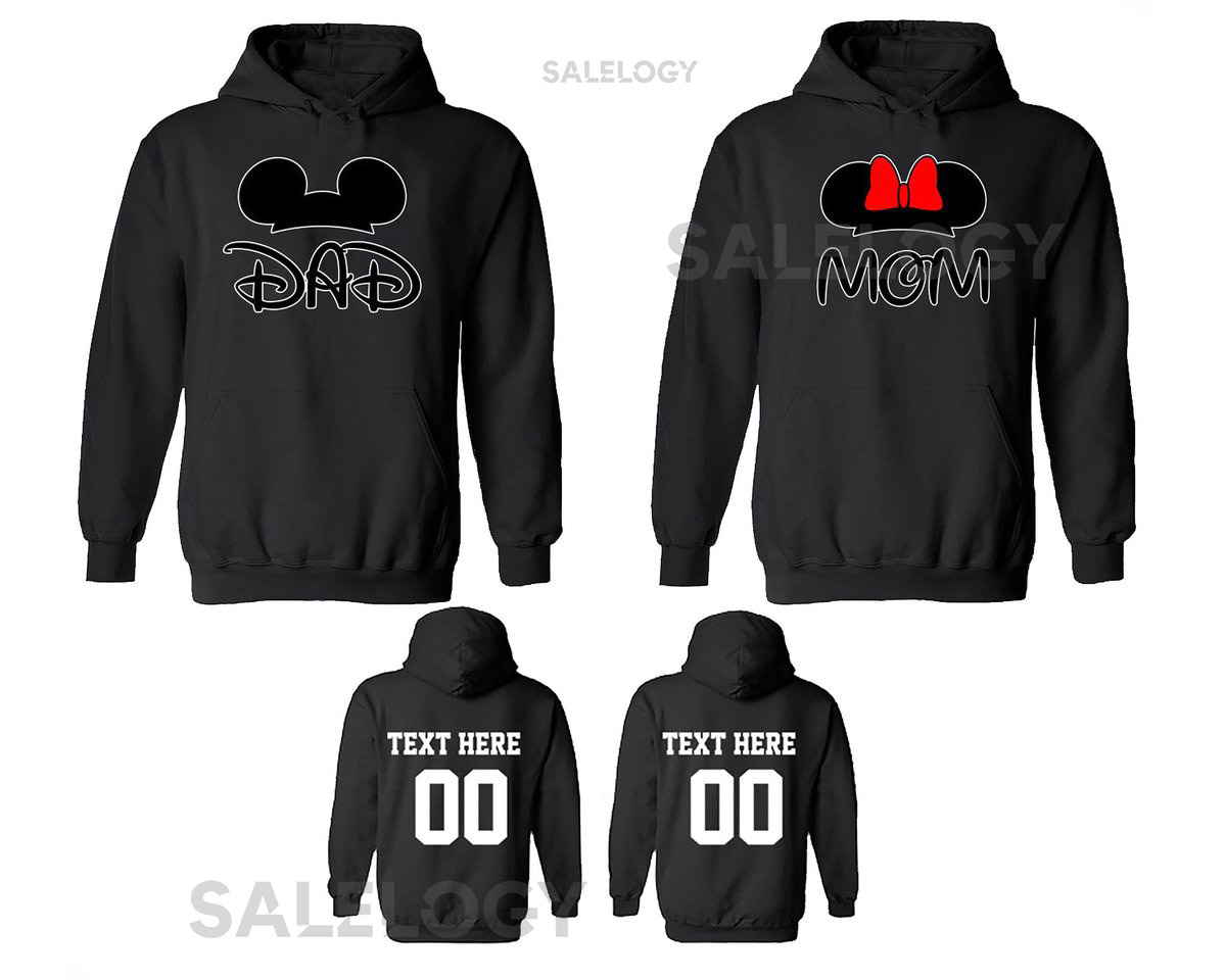 Dad Mom Mouse Ears Hoodie Unisex Couple Matching Hoodie Together Since Back Side Date Numbers Front Back Matching Couple Sweatshirts_34