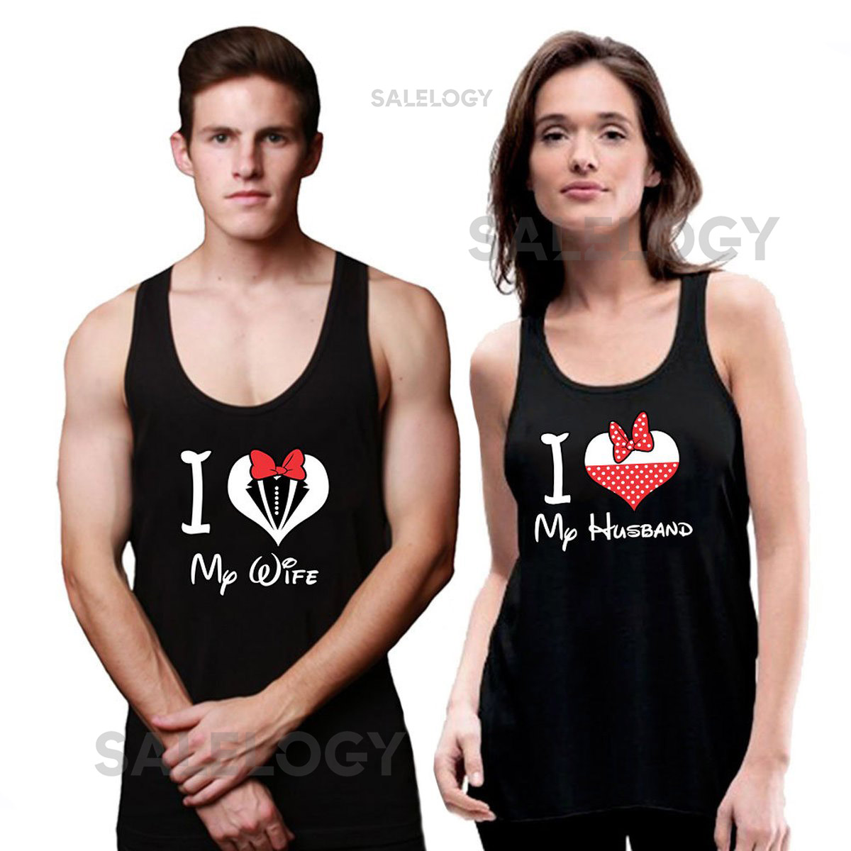 I Love My Husband Wife Heart Letters Unisex Couple Matching Tanktop Printed Tank Top Valentine's Day Birthday Gift Anniversary Gift_514