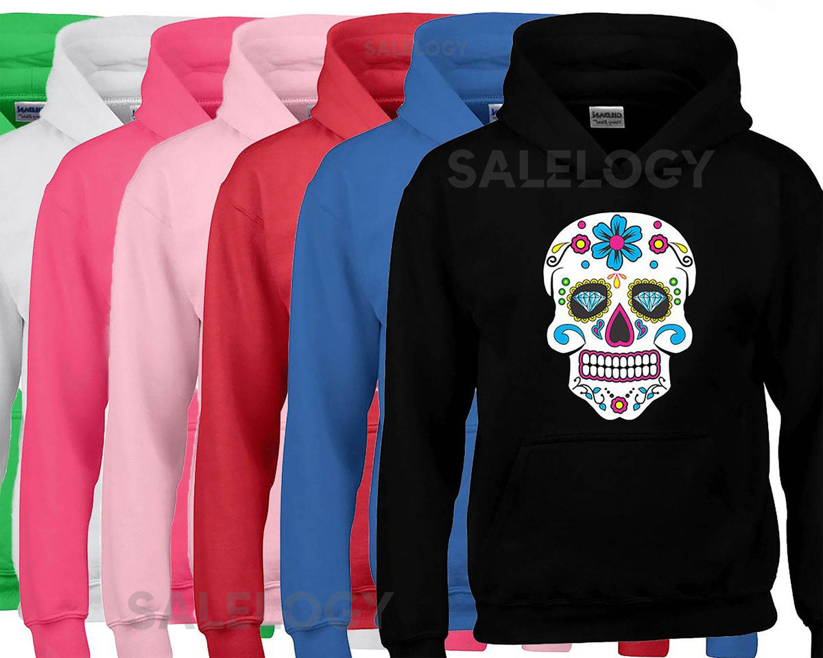 Sugar Skull Unisex HOODIE Sweatshirt Day of the Dead Mexican Celebration Hoodie Sweatshirt Skull Hoodie Skull_120
