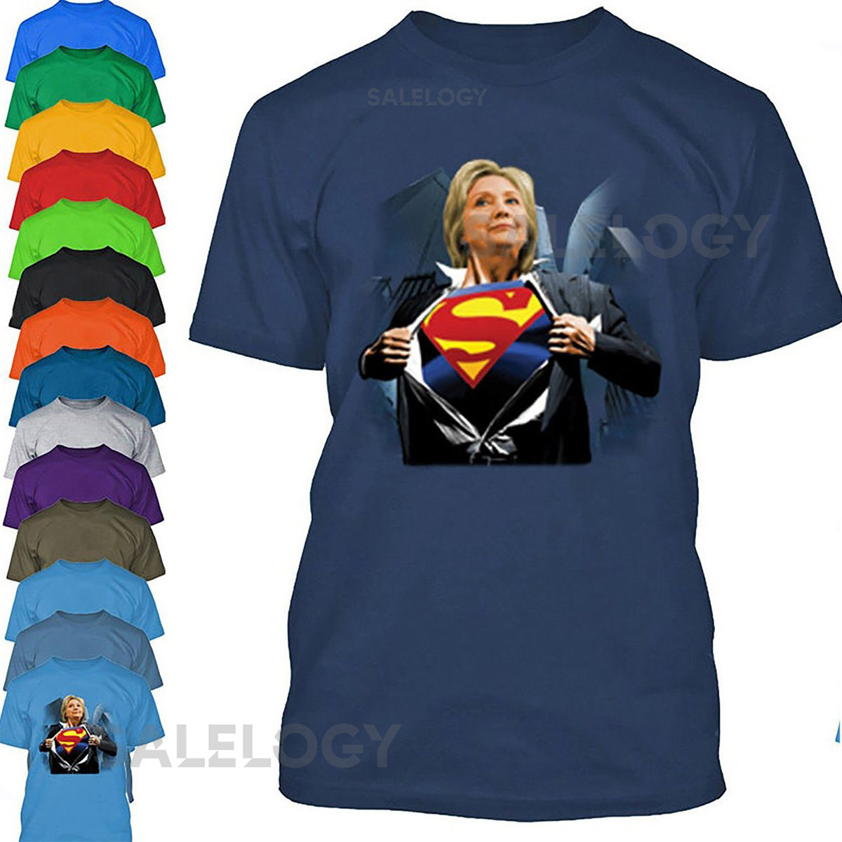 Super Hillary Clinton Men Short Sleeve T-Shirt Election Hillary Clinton Man T-shirt Multi-Color T-Shirt Presidential Election Democrat_970