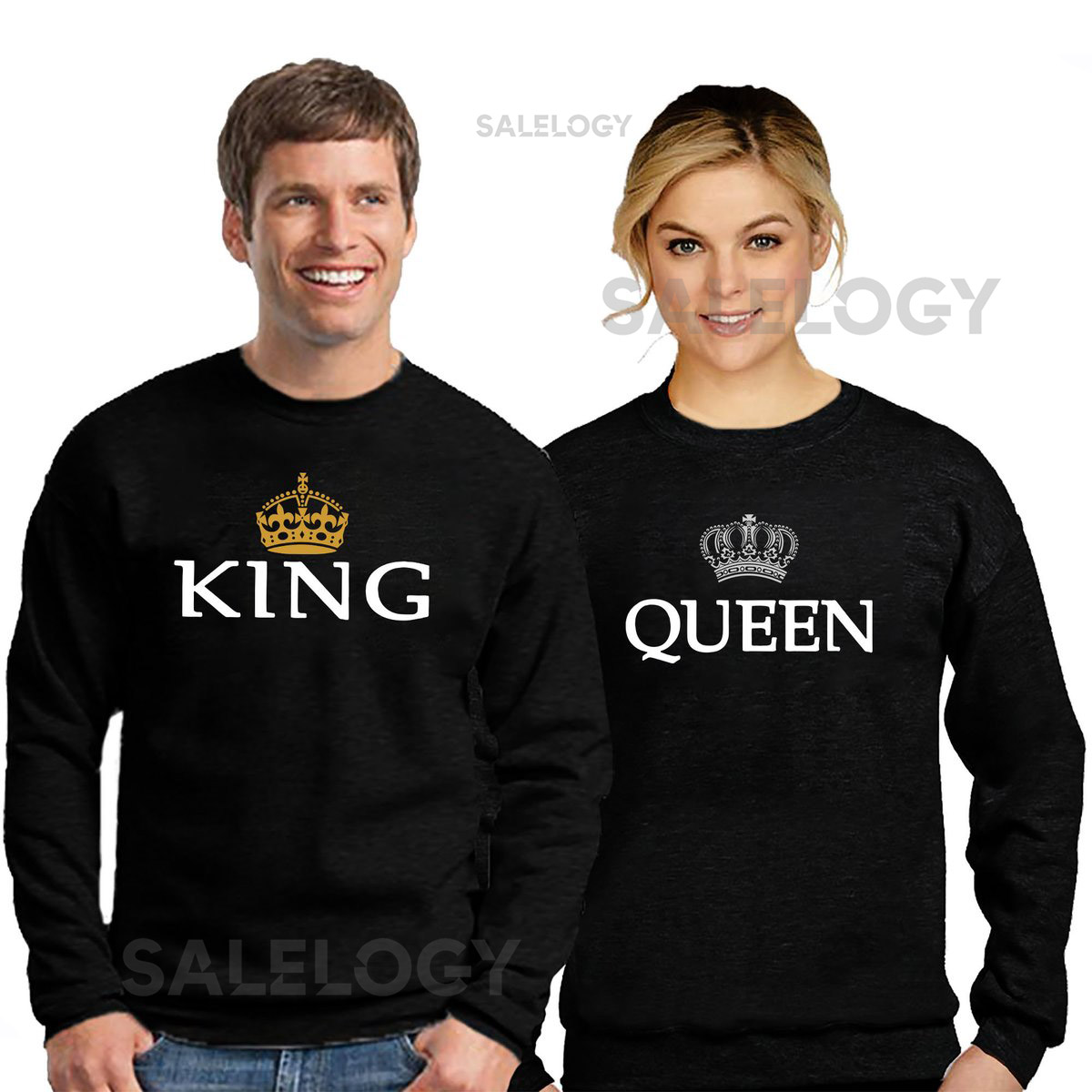 King Queen Unisex Couple Crewneck - Sweatshirt Super Couple Sweater King Queen_76