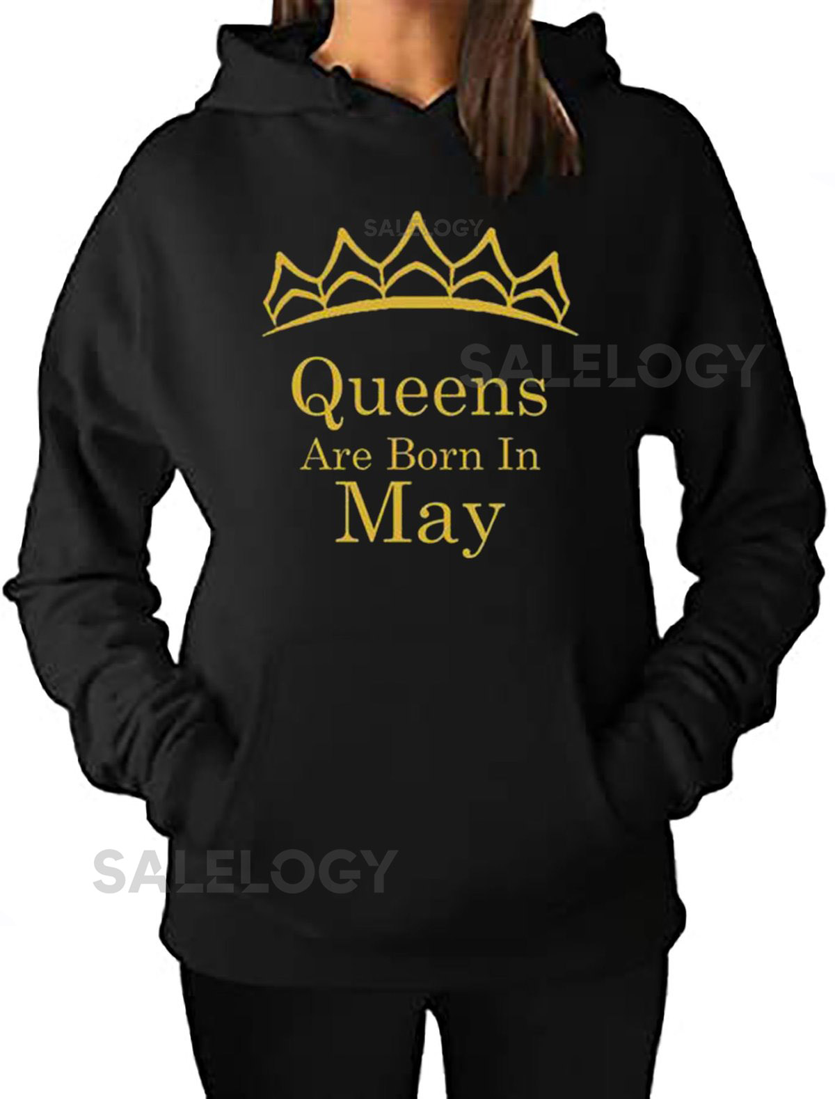 Tiara Queens Are Born In MAY HOODIE Long Sleeve Sweatshirt Best Birthday GOLD Logo Queen Hoodie Sweater_129