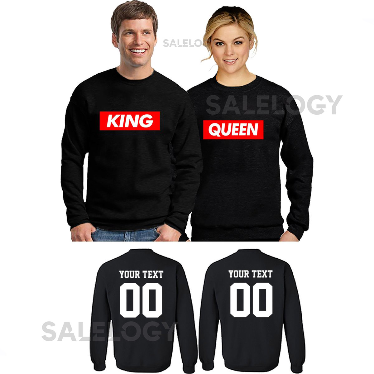 Unisex Couple Matching King Queen HIP HOP CREWNECK Together Since Back Side Date Numbers Front Back Matching Couple Sweatshirts_141