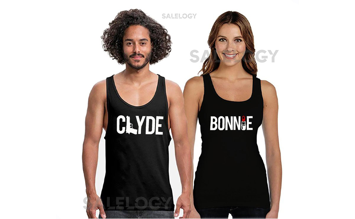 Clyde Bonnie Unisex Short Sleeve Couple Matching TANK TOP Crime Partner Clyde Bonnie Tank Top_213