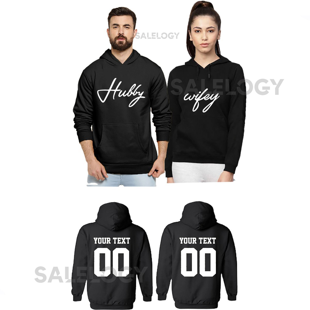 Hubby Wifey Couple HOODIE Custom Matching Couples ADD Your Date Custom Date Wedding Sweatshirt Hoodies_56