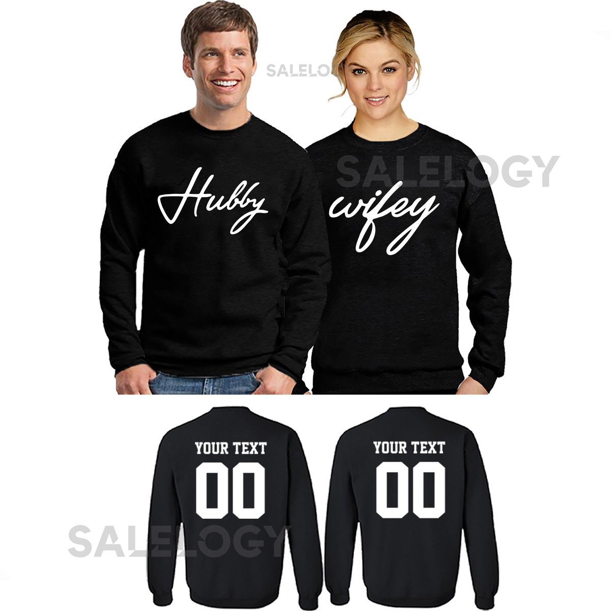 Hubby Wifey Custom Unisex Couple Matching CREWNECK Couples ADD Your Date Custom Date Wedding Sweatshirt Crewneck_59