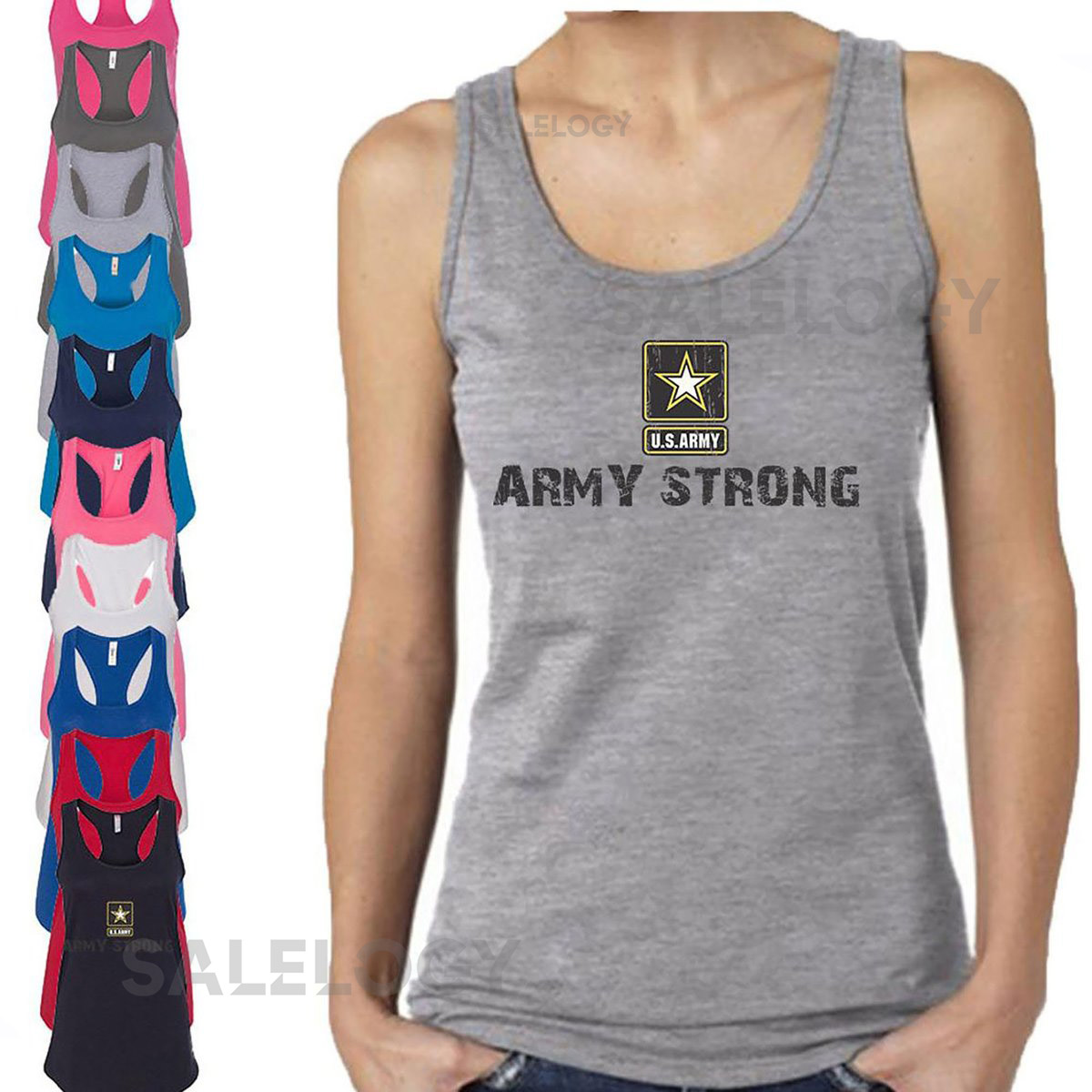 ARMY STRONG Woman TANK Star Logo Top America United State of America Military Army Forces Tee Tank Top Lady_48