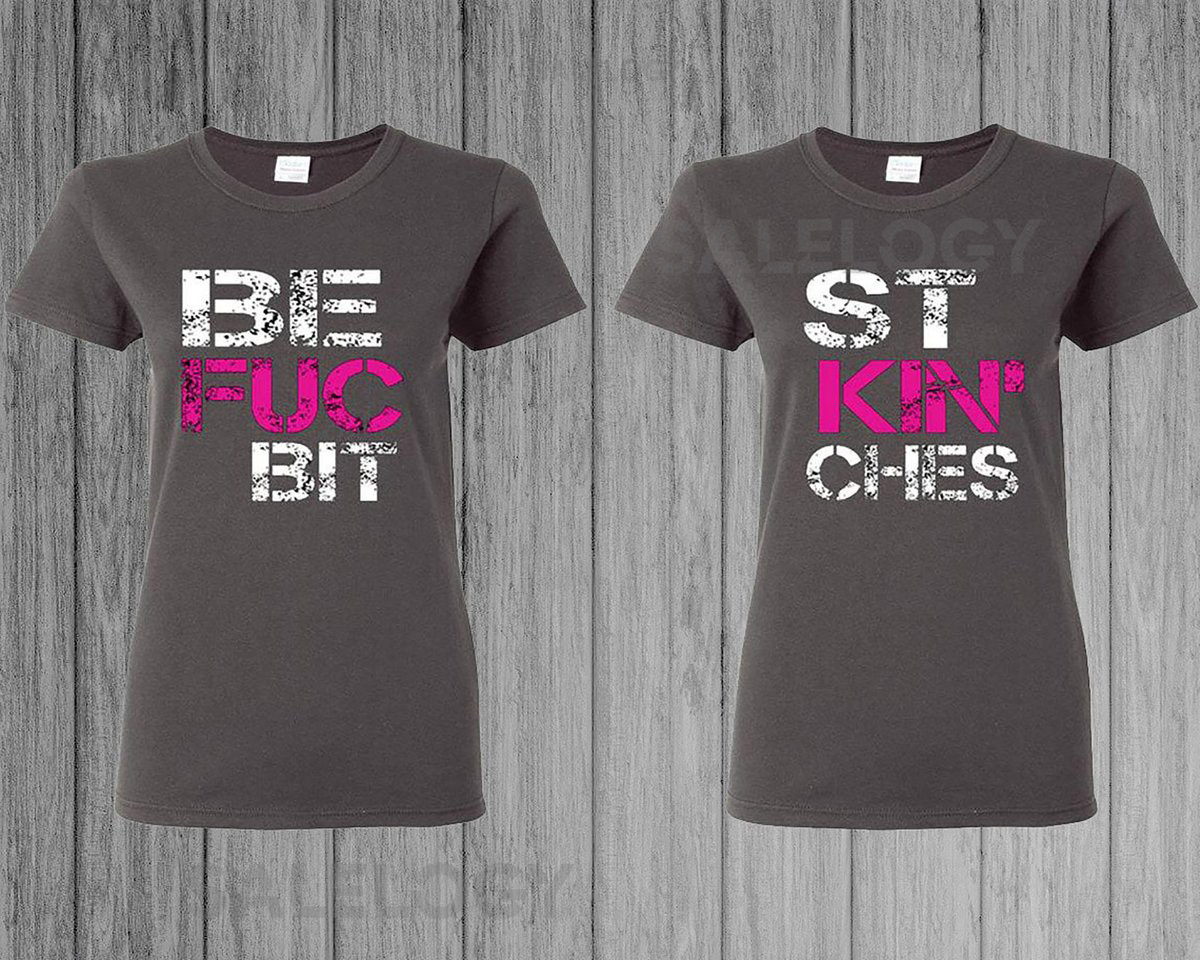 Best Fuckin Bitches Couple Matching T-shirt Charcoal Color Cotton T-shirt Soft Comfortable Matching Shirt Anniversary Gift_81