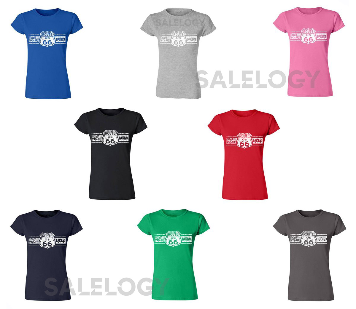 White Route Us 66 Women Short Sleeve T-shirt Graphic Printed Multi-color Shirt Soft Comfortable Fashionable Tee Kick Lady Tee Shirts_1192