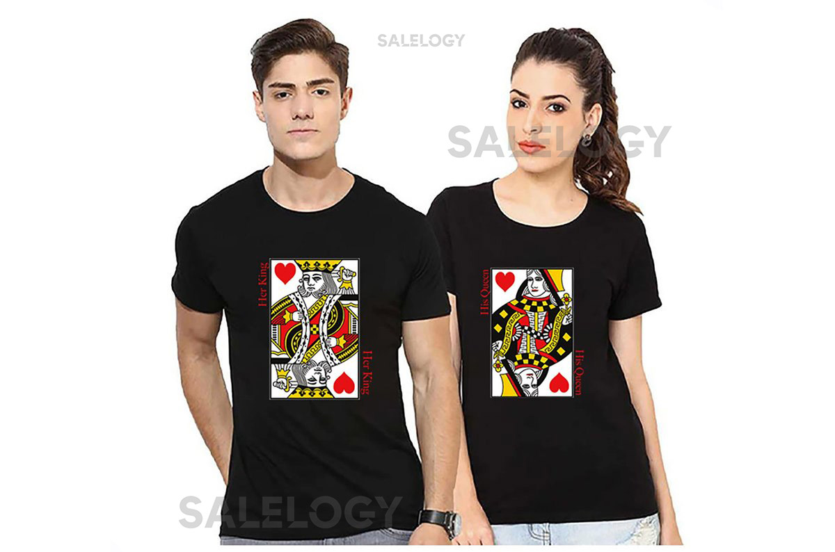 King and Queen Playing Cards Couple T-shirt King Queen Poker Cards Valentines Day Gift Funny Couple Matching T-Shirts Anniversary Gift_611