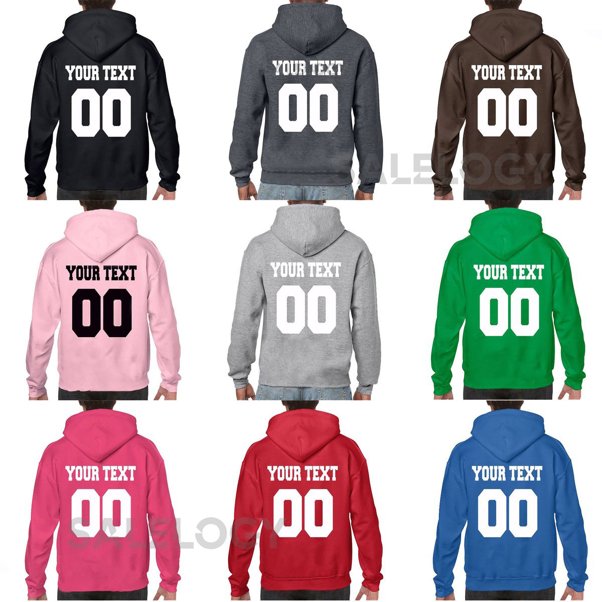 Custom Hoodie Sweatshirt Create Your Name Number Back Assorted Colors Football Basketball Baseball Team Jersey Sweater Birthday Gift_28