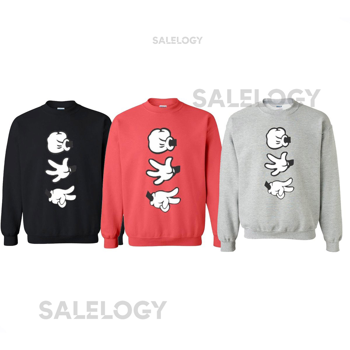 Rock Paper Scissor Long Sleeve Crewneck Cartoon Hands Birthday Gift Soft Comfortable Cotton Polyester Anniversary Gift Party Tee_888