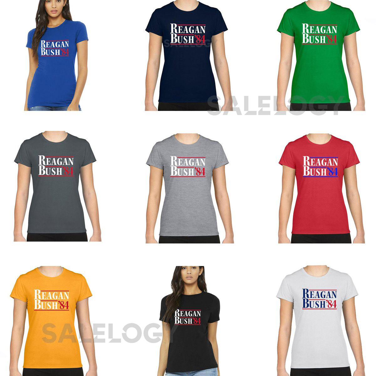 REAGAN BUSH 84 Short Sleeve Women T-Shirt Fun Political Election Ronald 80s Nostalgia Election Trump Reagan Bush Tee Shirt Active_865