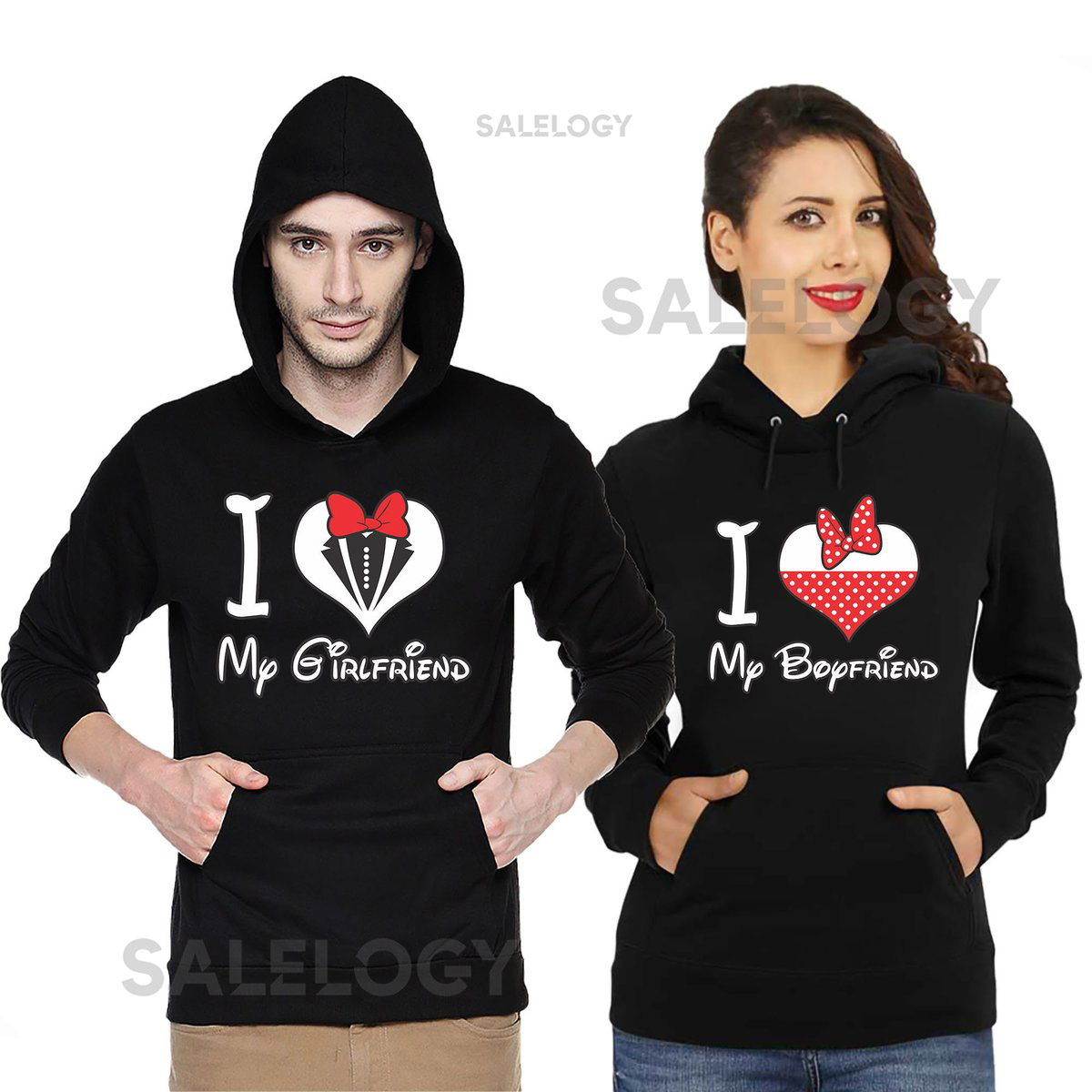Unisex Couple Matching Hoodies I Love My Girlfriend Boyfriend HEART Hoodie Sweatshirt Cartoon Style Heart Design Hoodies_139