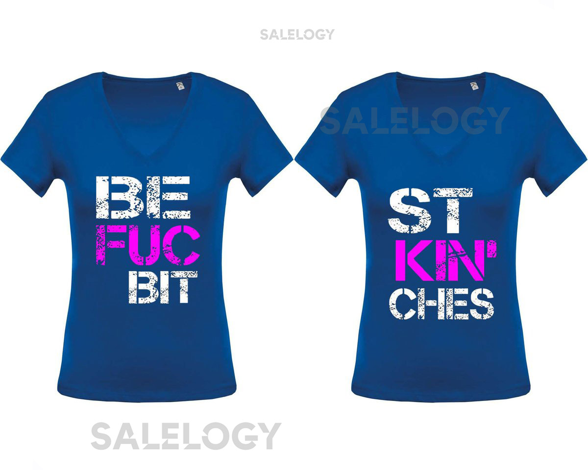 Best Friend Forever Deep Short Sleeve V-Neck T Shirt Tank Couple Best Friends Tshirt Royal BLUE Best Fucking Friend Tee Fun Tshirt_79