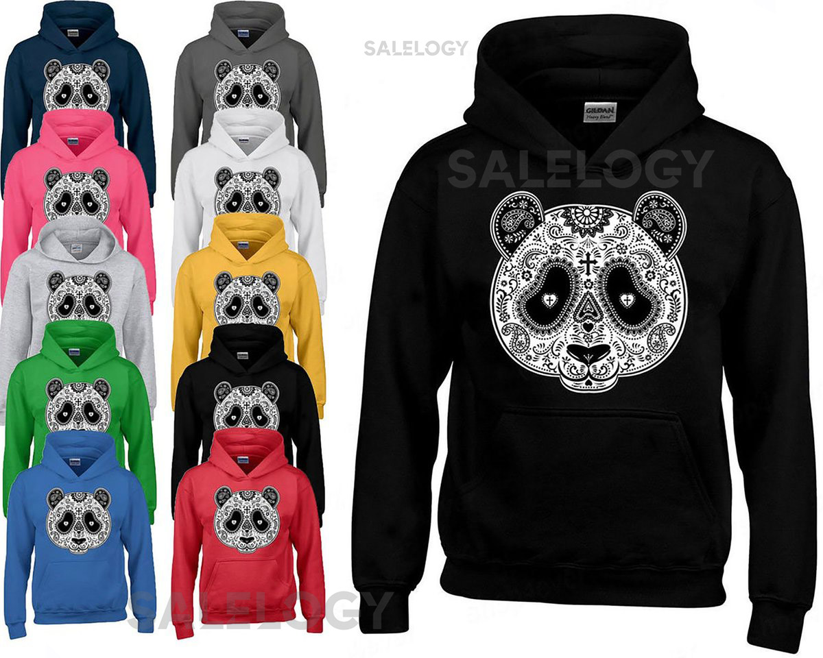PANDA Sugar SKULL Day of the Dead Unisex HOODIE funny Mexican Gothic Hoodie Sweatshirt_104