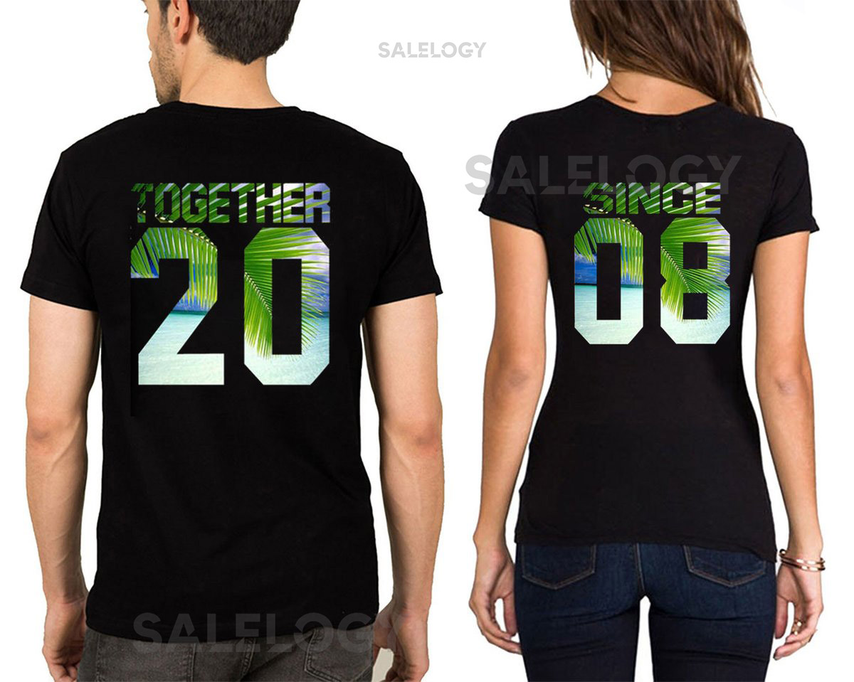 Together Since Unisex Couple Matching T-Shirt Palm Summer Season T-Shirts Black Soft Fabric Best Quality Back Side Couple T Shirt_1148
