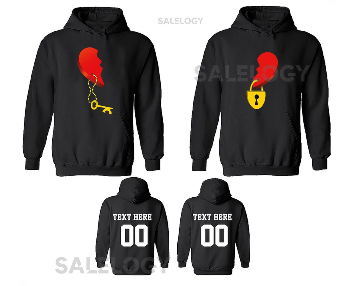 WILD Heart Key Lock Couple Matching HOODIE Together Since Back Side Date Numbers CoupleS T Shirts For Him and Her Sweatshirt_147