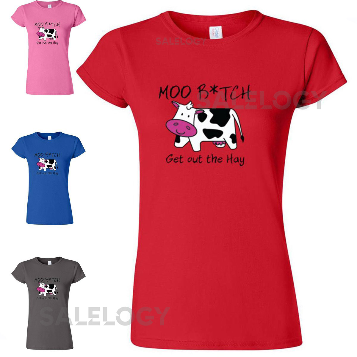 Moo Bitch Get Out The Hay Women Short Sleeve T-shirt Classic T-shirt Gift for Him Her Graphic T-Shirt Cartoon Cow Shirt Birthday Gift_695